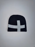 GO-EL Black Cross Thermal Beanie, 14 oz 100% cotton, front product photo
