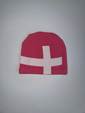 GO-EL Pink Cross Thermal Beanie, 14 oz 100% cotton, front product photo