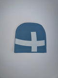 GO-EL Sky Blue Cross Thermal Beanie, 14 oz 100% cotton, front product photo